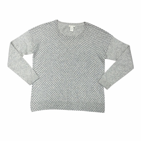 White + Warren Gray Cashmere Polka Dot Sweater